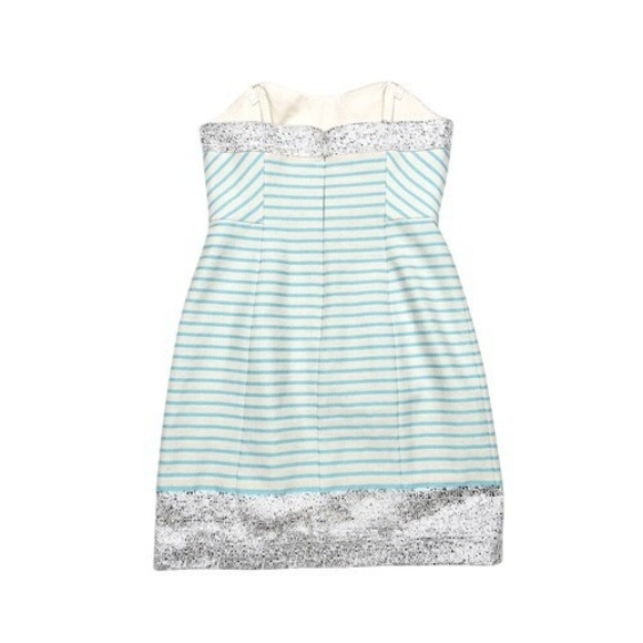 Lilly Pulitzer Remi Strapless Dress Blue Horizon Bay Stripe Silver Band Size 0 - Picture 4 of 10